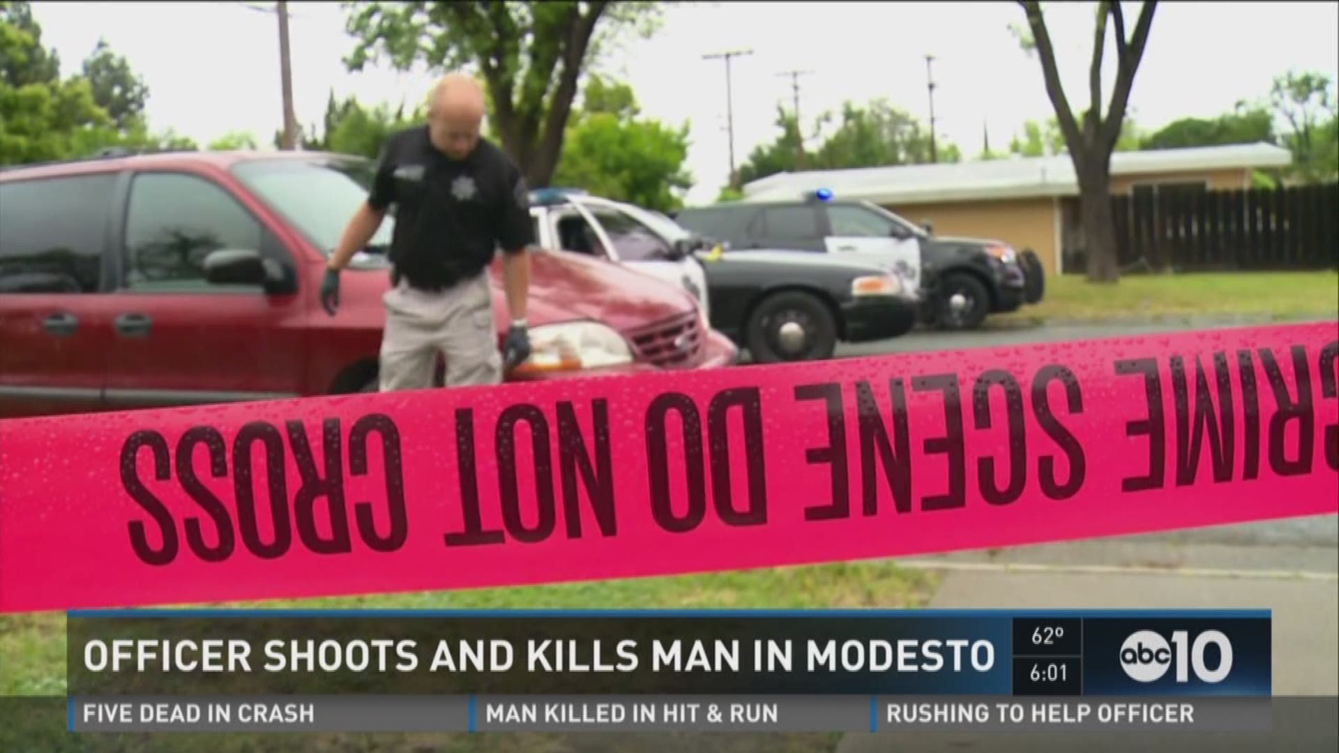 A neighborhood in Modesto woke up to gunshots Sunday, April 10, 2016 after an armed man was hit by Modesto police gunfire. 