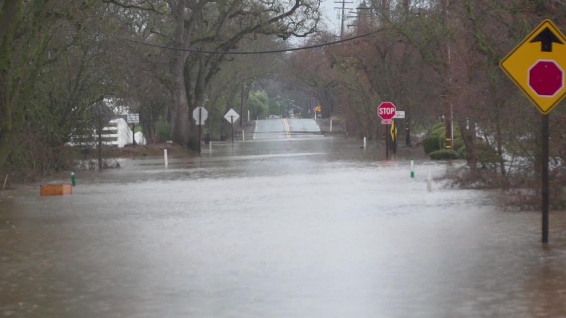 California Winter Storm Wilton flooded as crews try to fix levee
