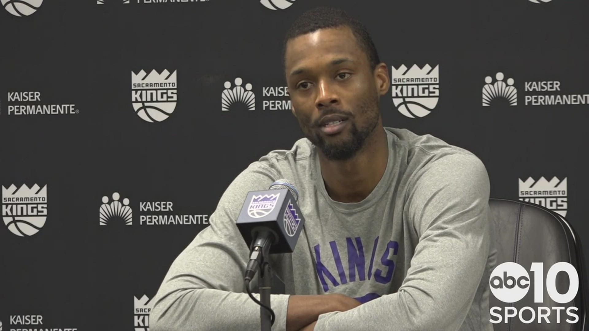 Kings' Harrison Barnes reaction to Tyrese Haliburton, Buddy Hield and Tristan Thompson traded to the Pacers for Domantas Sabonis, Jeremy Lamb and Justin Holiday.