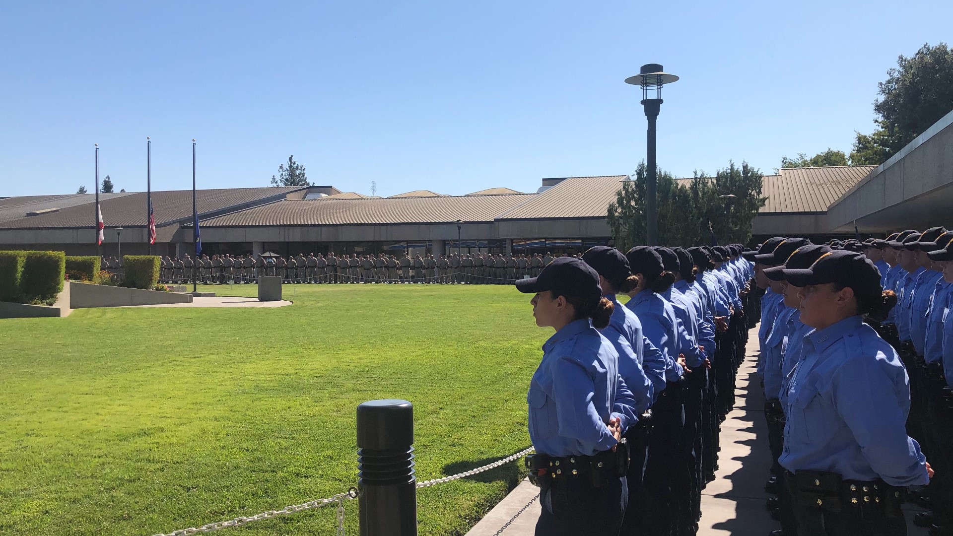 The California Highway Patrol conducted its traditional ceremony at the CHP Academy in West Sacramento on Monday for Officer Andrew Moye, Jr., the motorcycle officer killed during a traffic stop in Riverside, Calif.