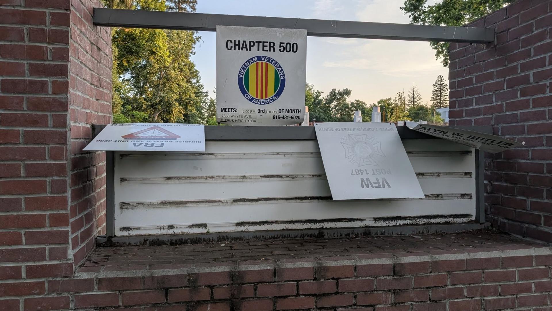 The Veterans Memorial Hall in Roseville was vandalized for the third time in recent years, just weeks after Memorial Day.
