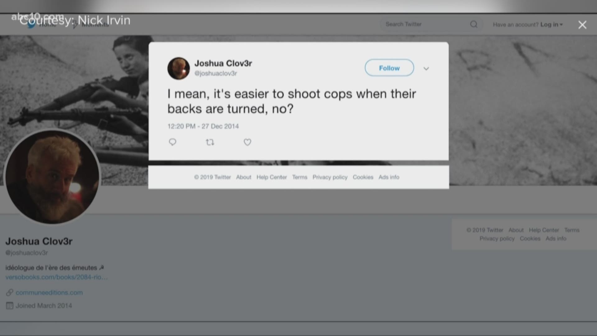 Nick Irvin hopes you read beyond the headline, especially when it's a headline he wrote. The headline in question: "A UC Davis professor thinks that cops need to be killed."