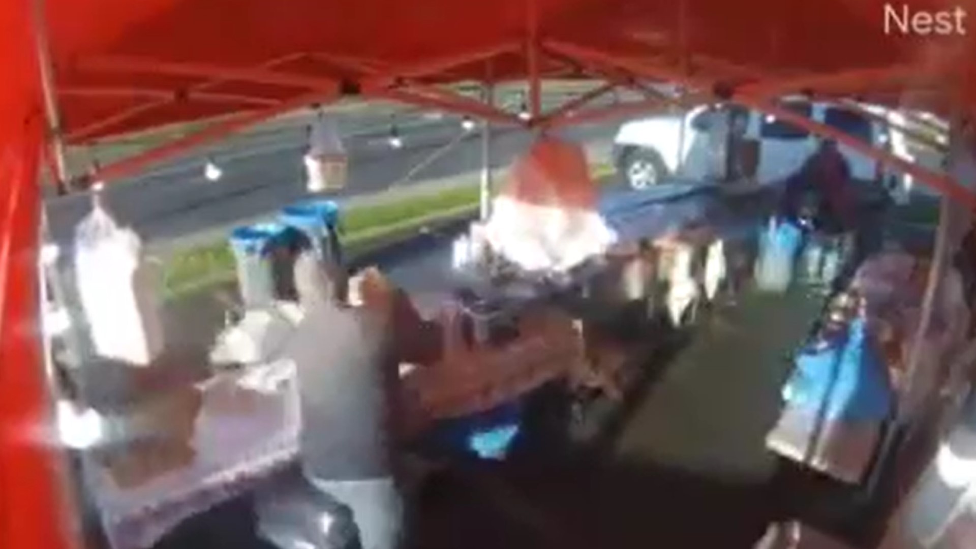 The angry customer, caught on camera Sunday evening taking swings at employees and dumping over containers of food, won't be welcome back for repeat business.