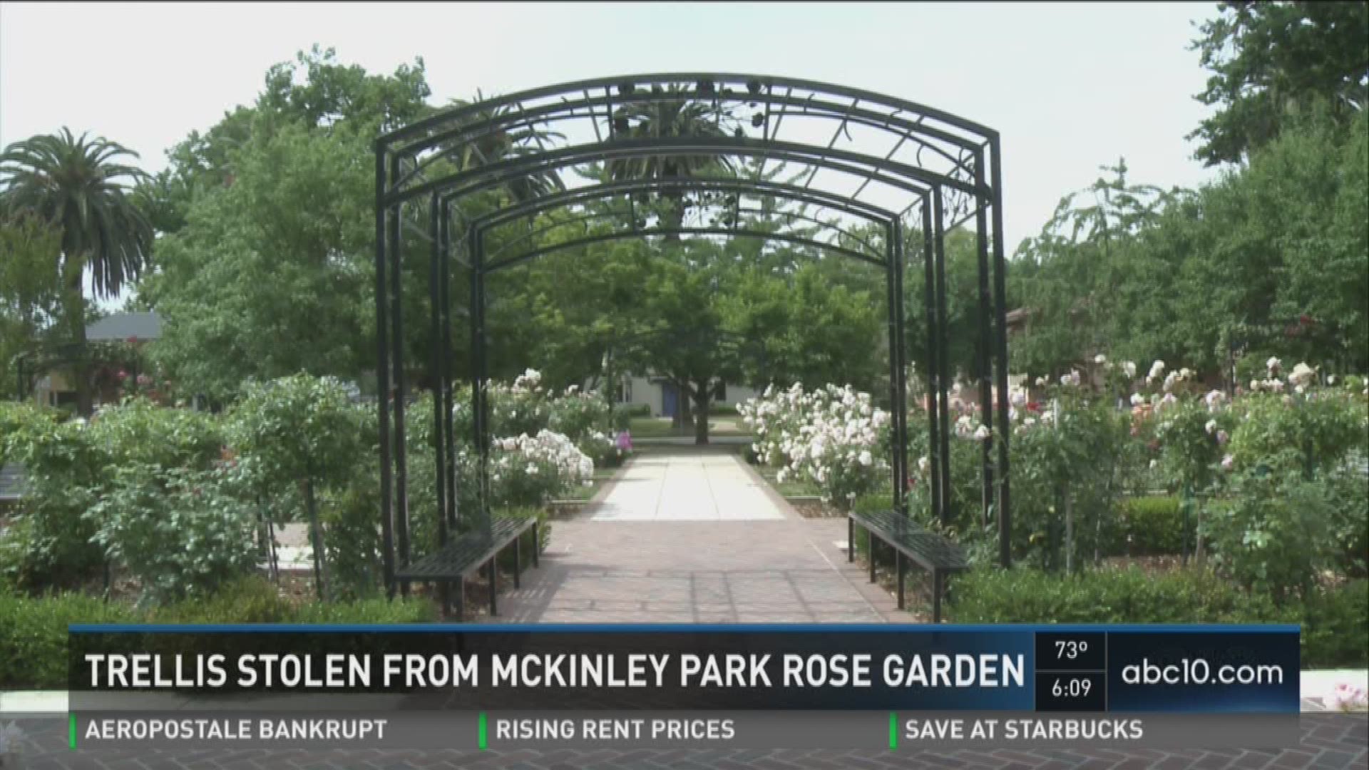 Police are searching for the person responsible for stealing a trellis from McKinley Park. (May 4, 2016)