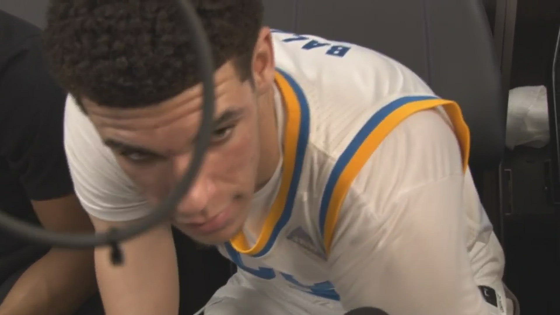 UCLA guard Lonzo Ball, one of the nation's top collegiate athletes, talks about Friday's win over Kent State in the first round of the NCAA Tournament and how he's feeling after he suffered a hard fall in the first half.