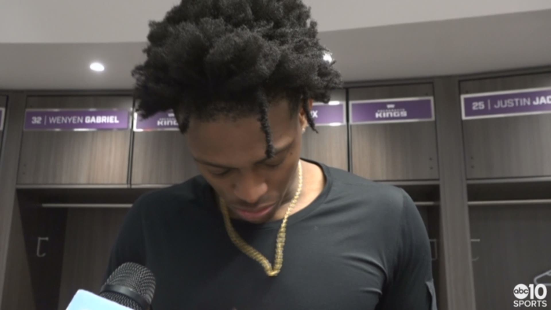 Kings point guard De'Aaron Fox talks about Saturday's loss to the Los Angeles Lakers on Saturday and his team being unable to get out to a quicker pace in the game.