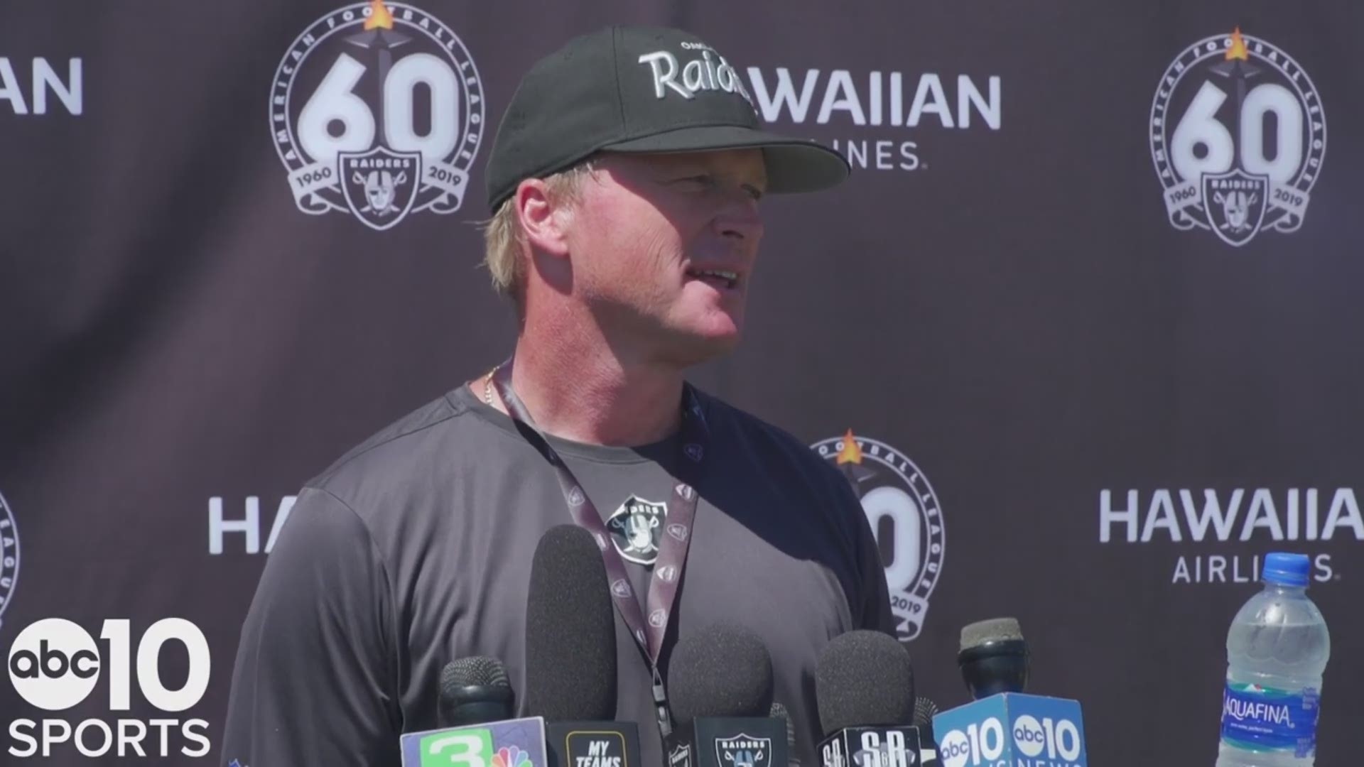 Following Friday's training camp session in Napa, Raiders head coach Jon Gruden voices his disappointment with having Antonio Brown out with injury, talks about the improvements in Kolton Miller's second season with Oakland and the addition of Jonathan Cooper.