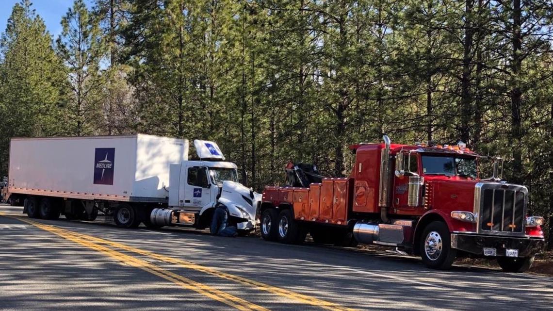 Fatal headon semi crash on Highway 49 at Alta Sierra Drive