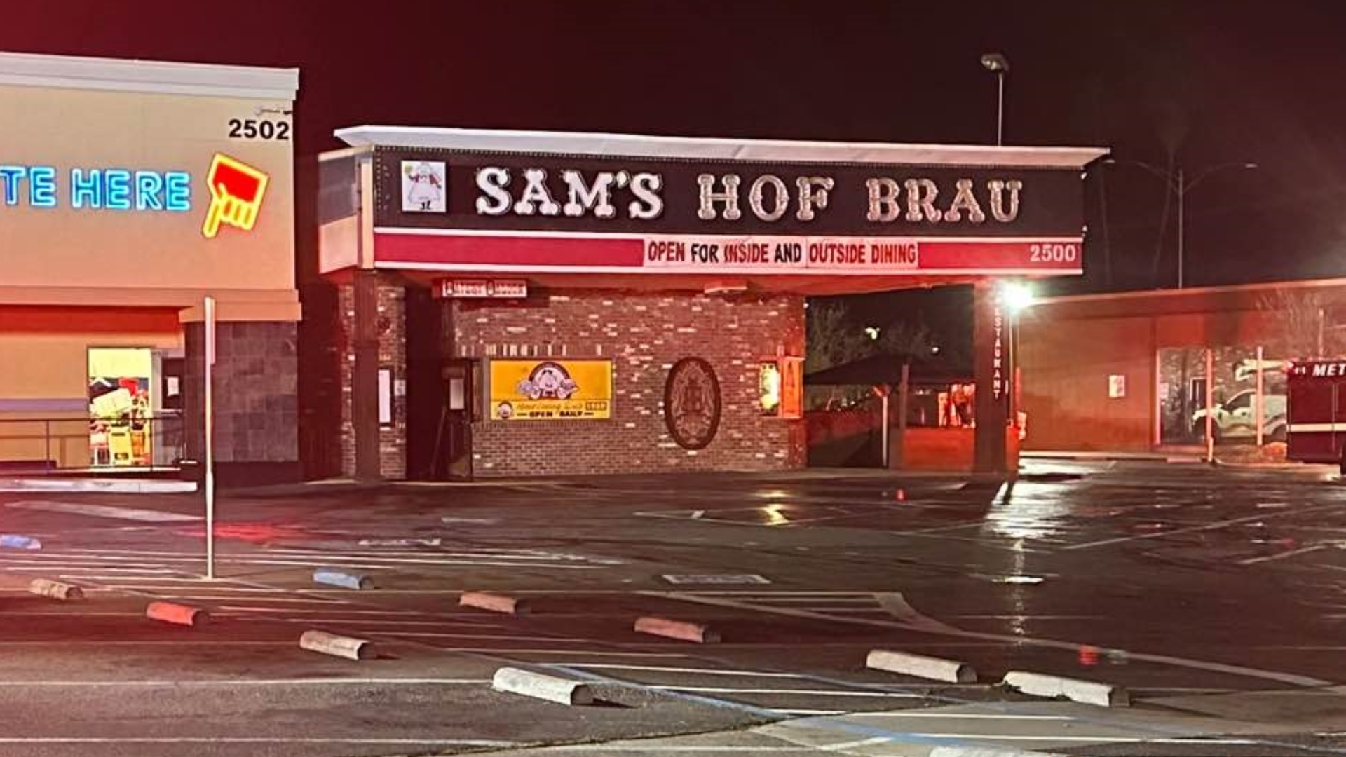 Crews with the Sacramento Metropolitan Fire District battled a fire at Sam’s Hof Brau in Arden-Arcade on Tuesday.