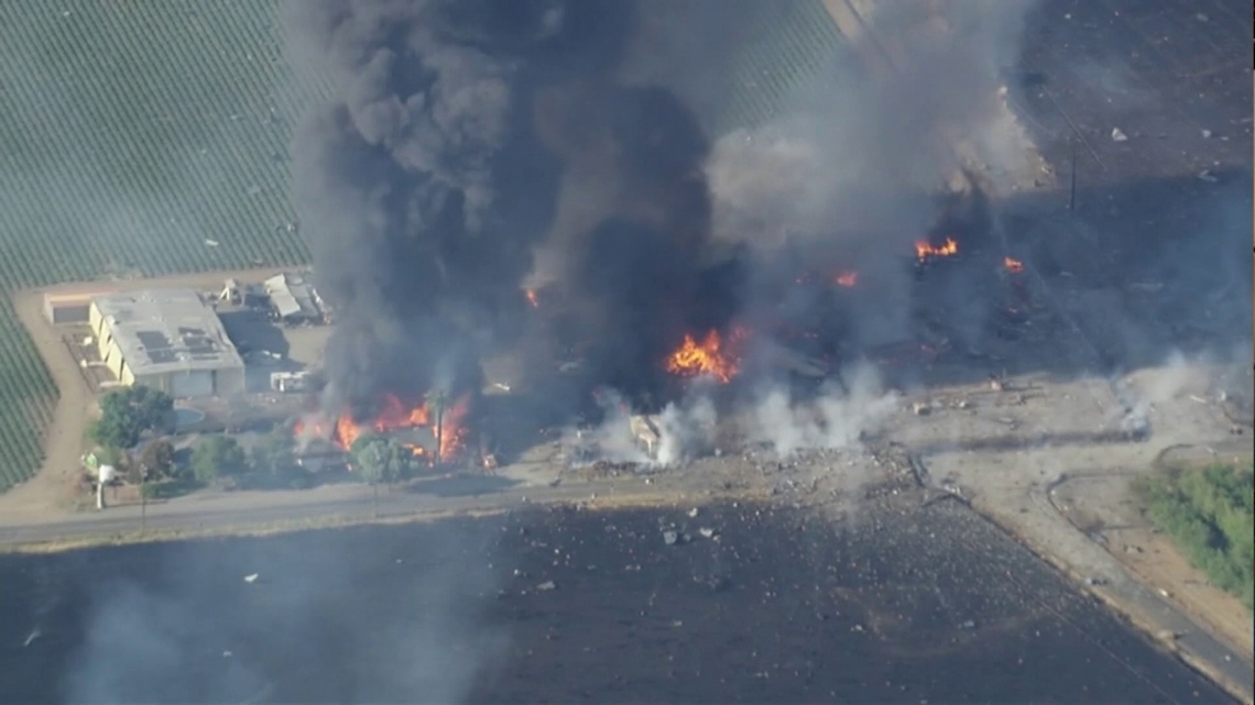 Fire erupts at Yolo County fireworks warehouse near Highway 16 | Oakdale Fire Updates