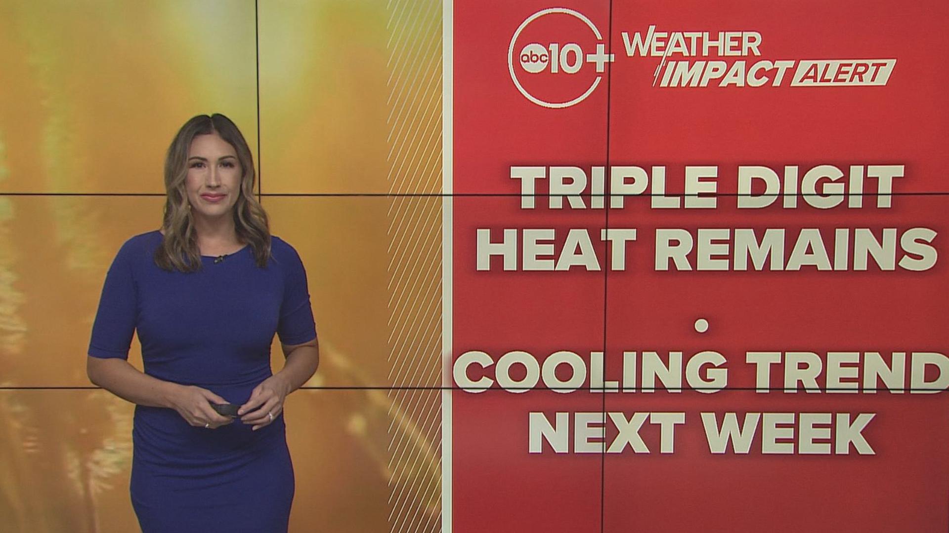 ABC10's Carley Gomez is tracking the latest for the heat wave in Northern California and the approaching cooling trend.