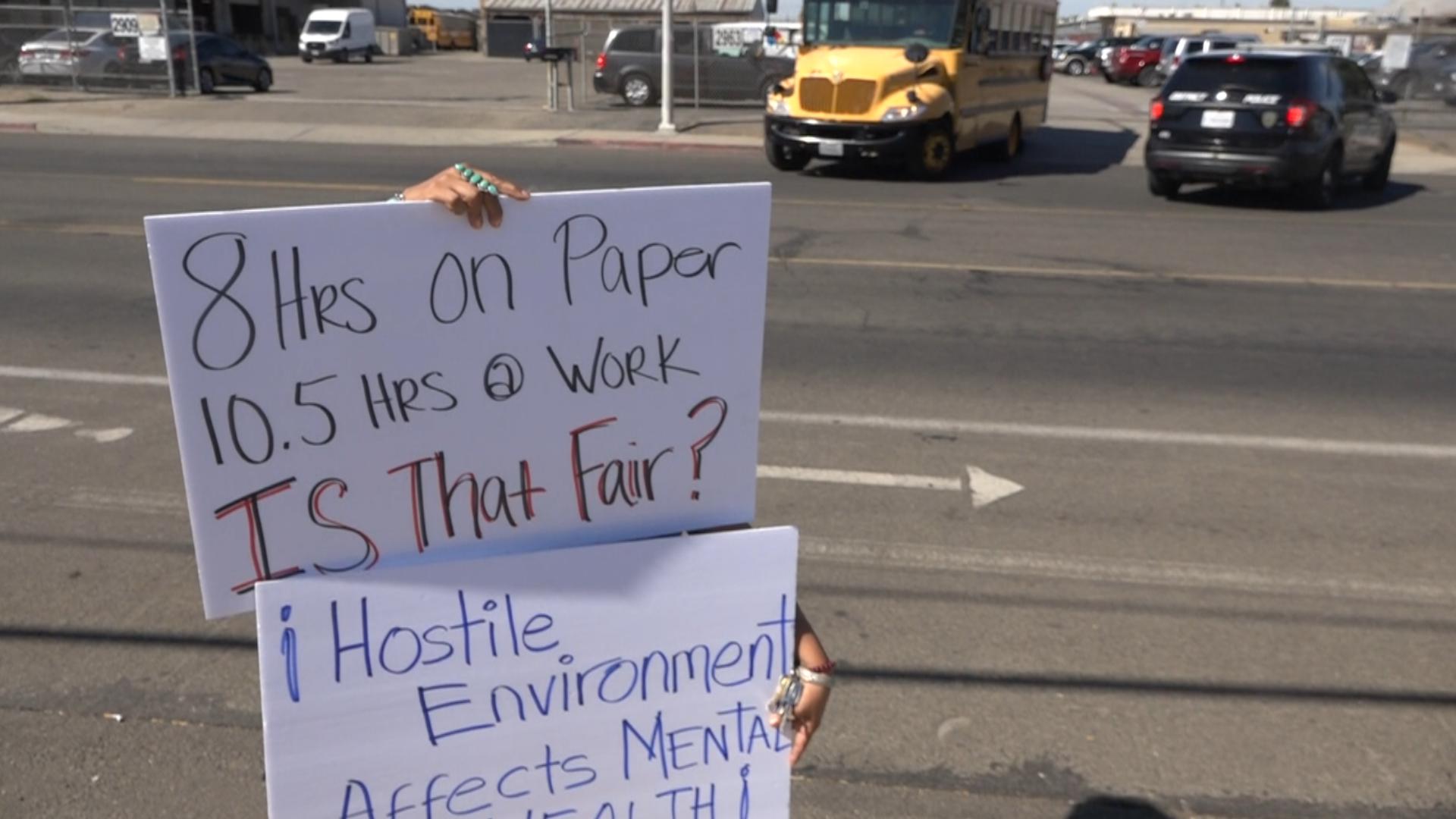 Stockton Unified bus drivers protest changes to transportation department