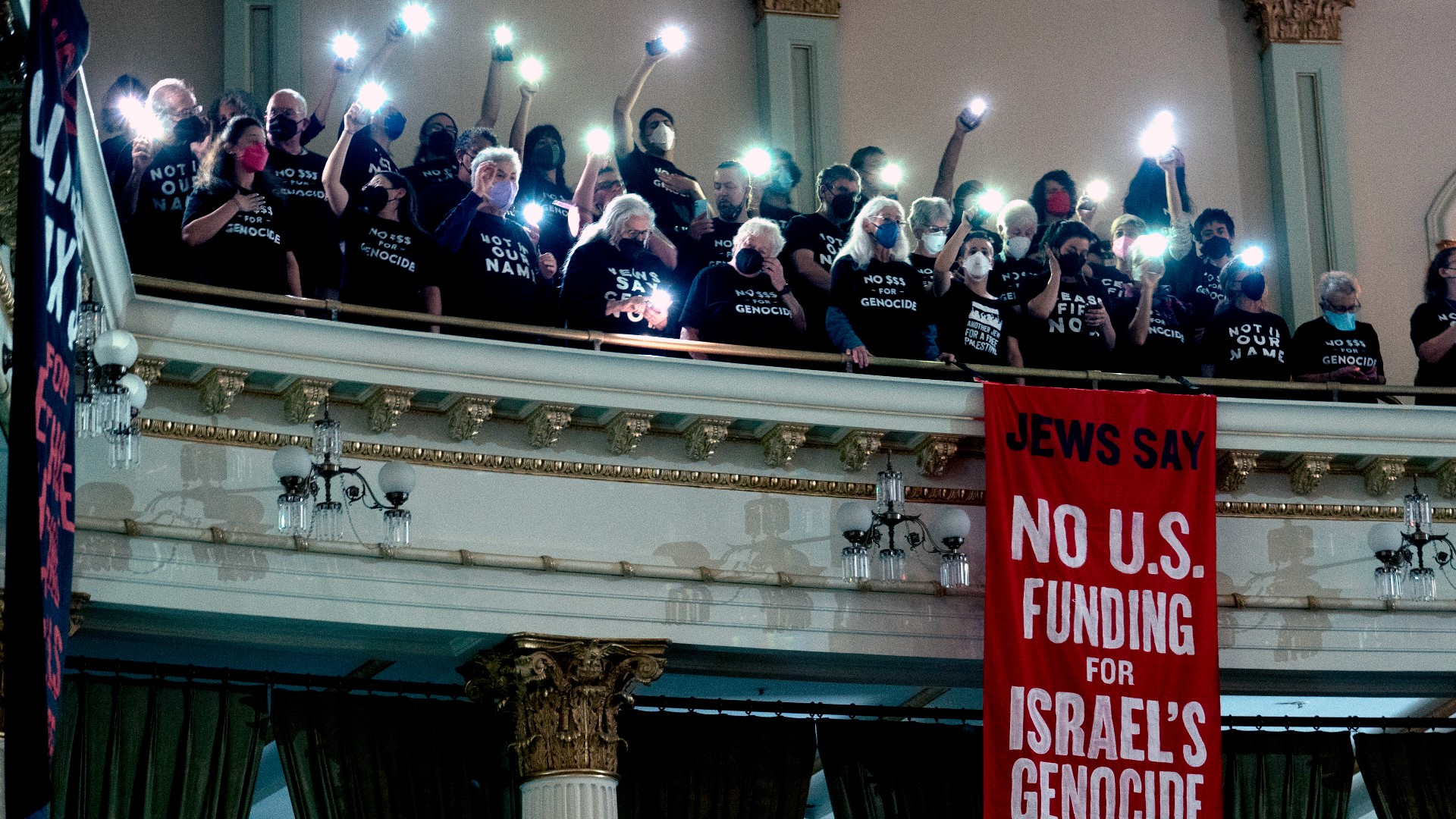 Protesters calling for a cease-fire in the Israel-Hamas war disrupted the first day of California's legislative session.