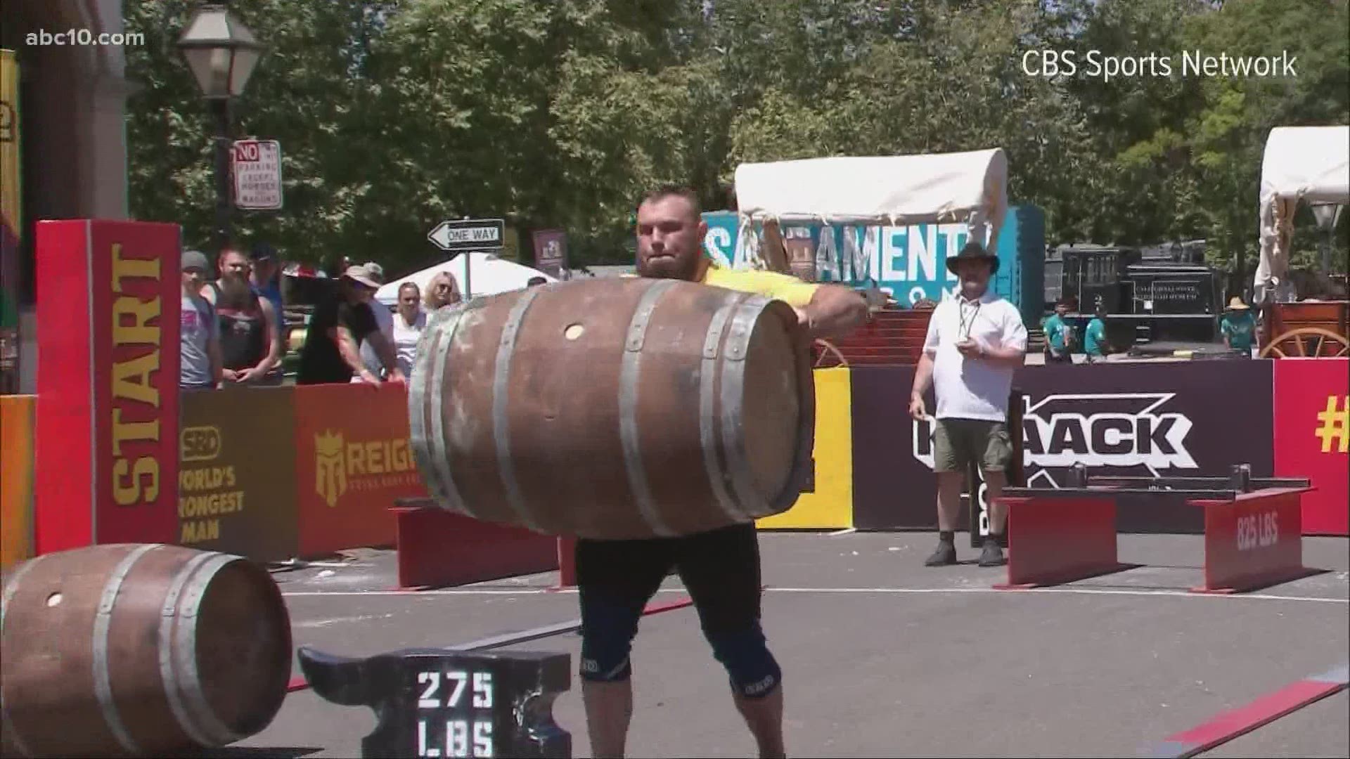 The World's Strongest Man competition staff has medical personnel on hand, are supplying water and making sure the athletes are safe.