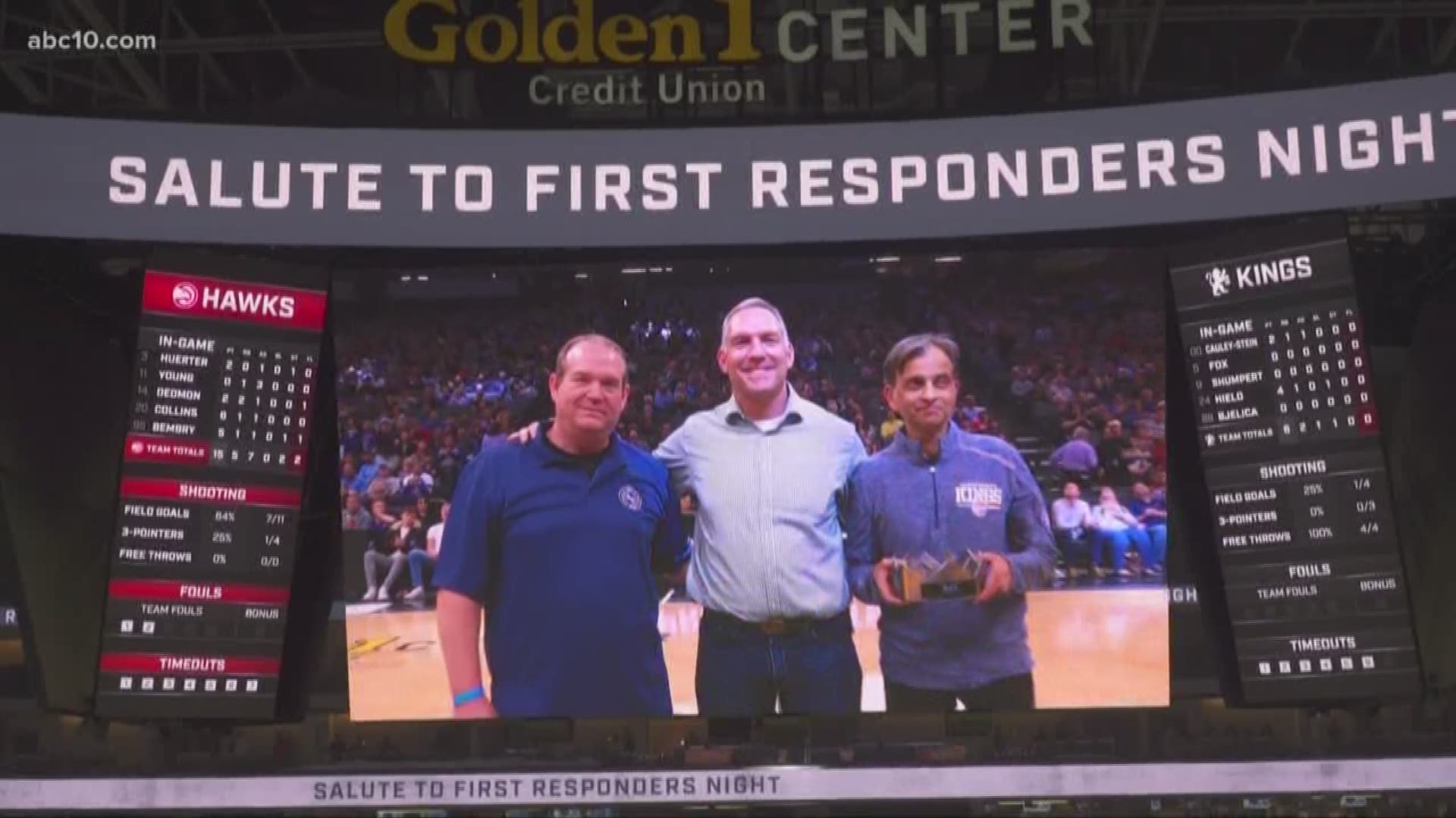 First responders were recognized at Wednesday's Sacramento Kings game for all they do in the community and for their bravery during the Camp and Carr fires this past year.