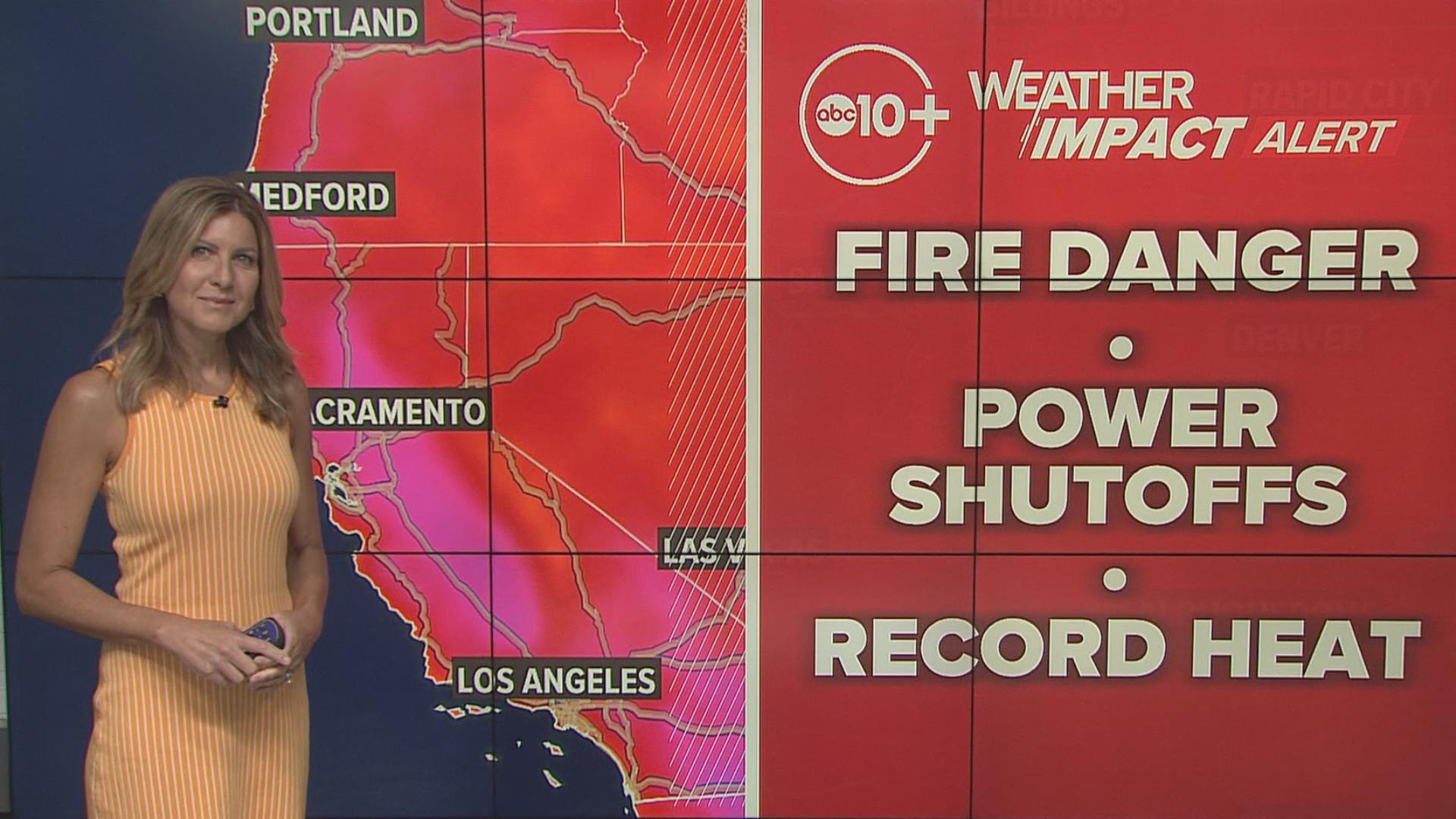 Weather Impact Alert days to start the week with dry, warming winds and higher fire danger Monday. This leads to near record setting heat Tuesday and Wednesday.