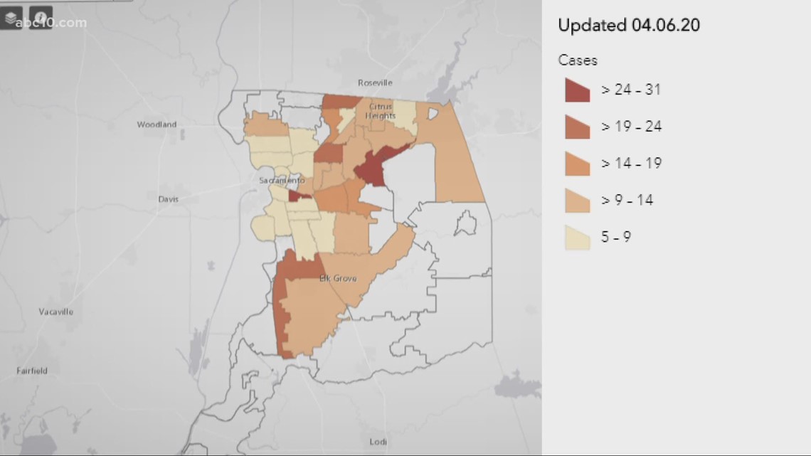 No obvious correlation to coronavirus cases by zip code in Sacramento