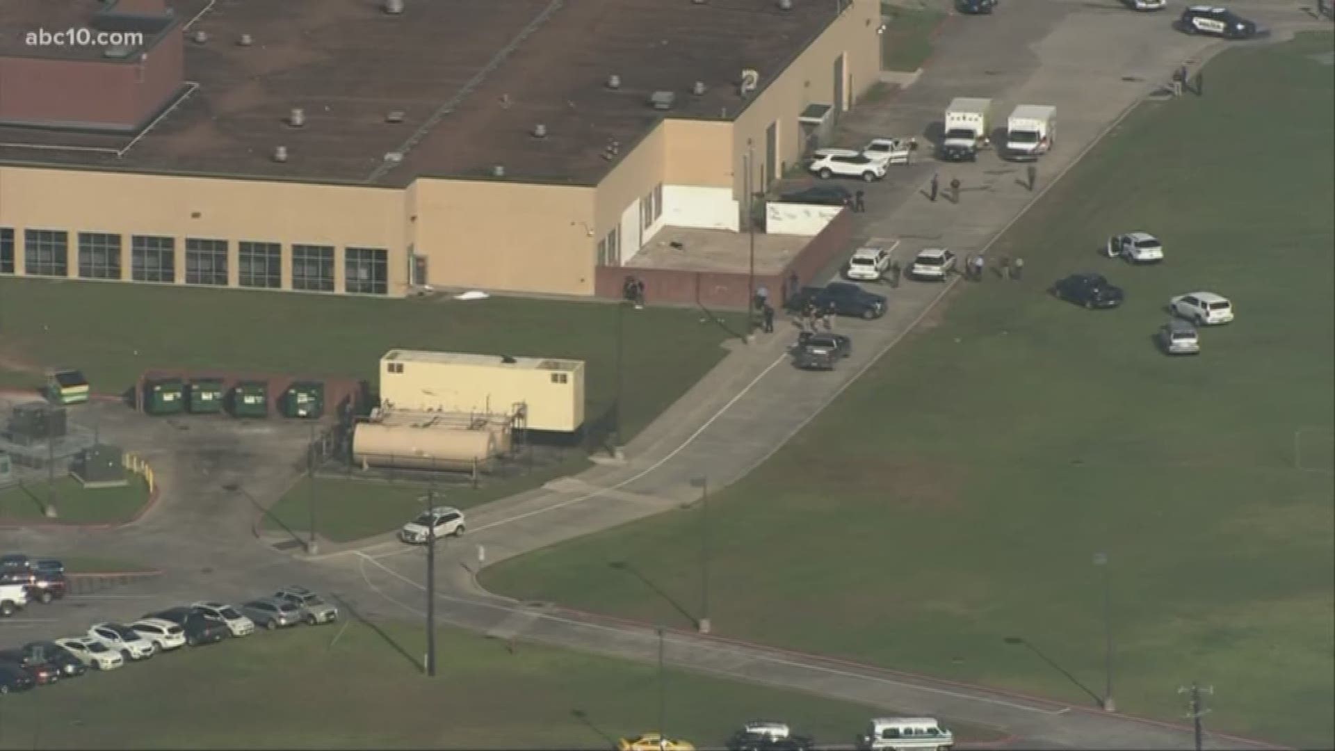 Law enforcement officers are responding to an active shooter at high school southeast of Houston.
