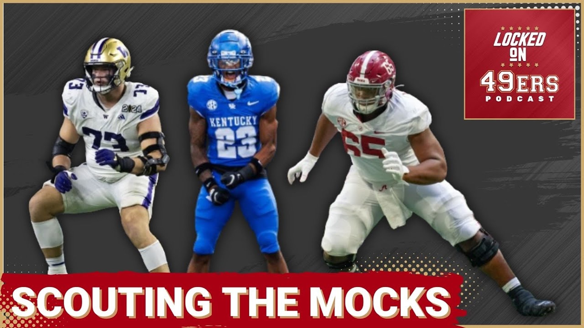 Scouting reports and San Francisco 49ers NFL Draft fits for Washington tackle Roger Rosengarten, JC Latham of Alabama, and Kentucky cornerback Andru Philllips.