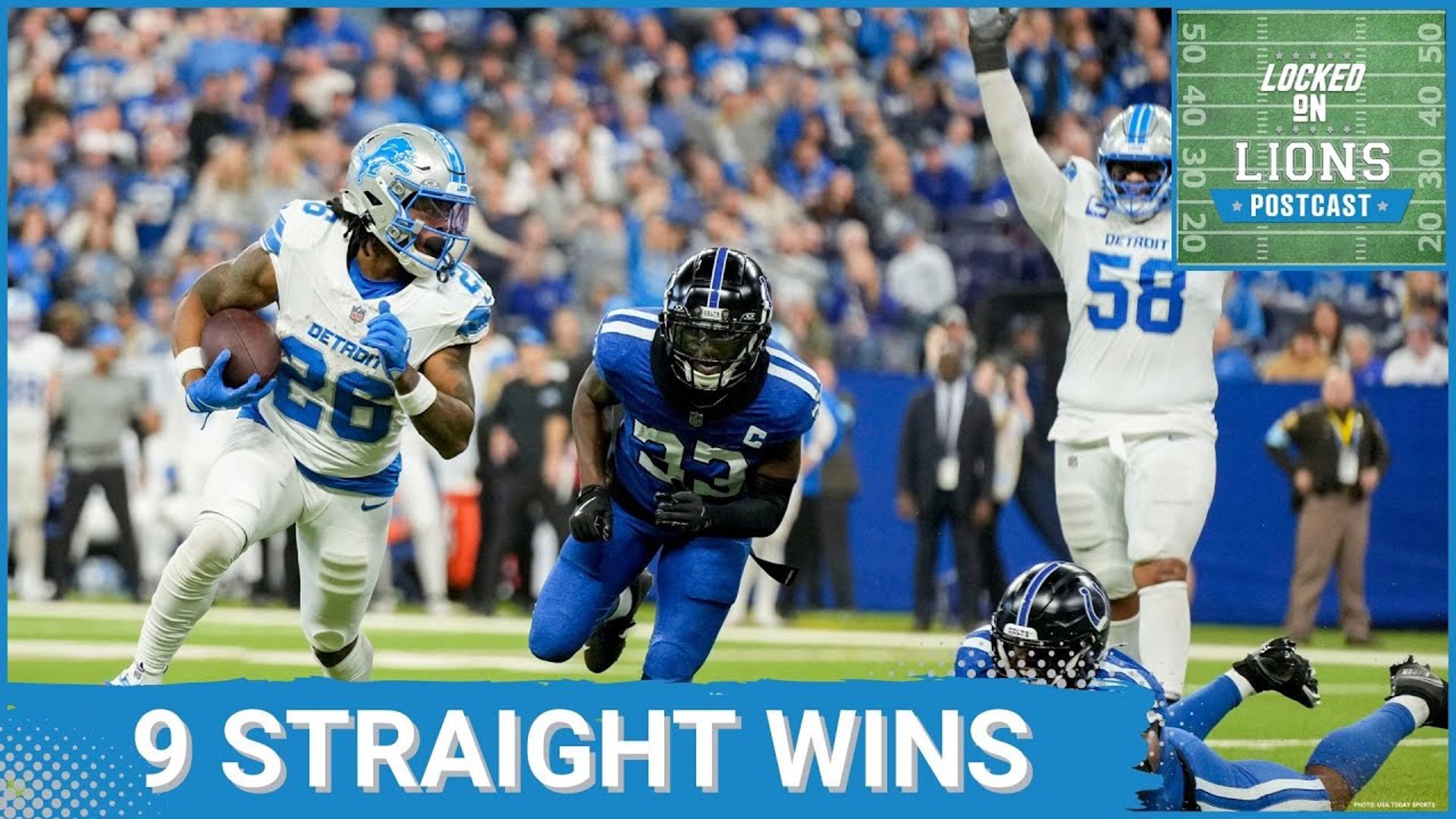 Detroit Lions beat Indianapolis Colts in NFL Week 12 action to move to 10-1 on the season while continuing the 9-game winning streak.