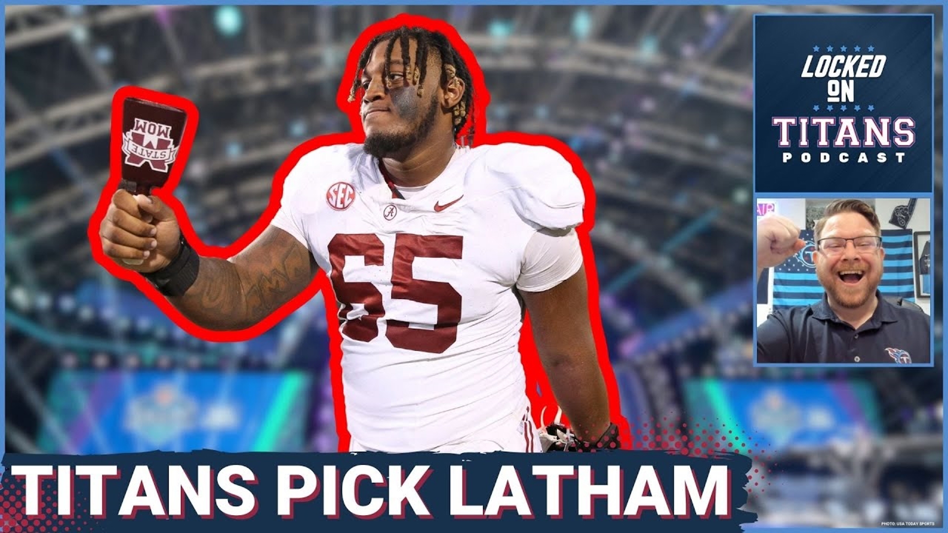 The Tennessee Titans select J.C. Latham in the 2024 NFL Draft and get their potential left tackle of the future.