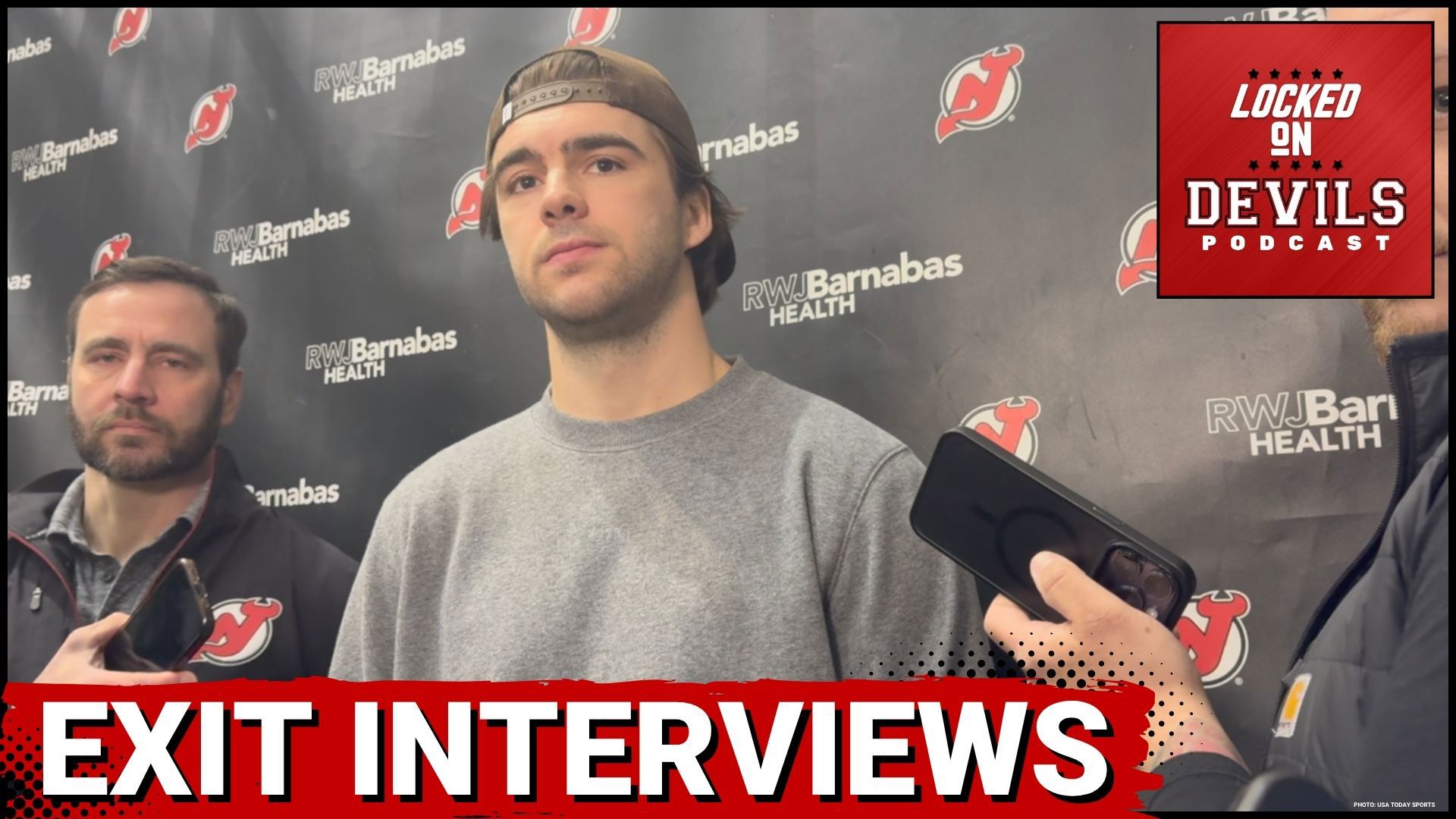 Nico Hischier, Tomas Tatar, and Erik Haula exit interviews.