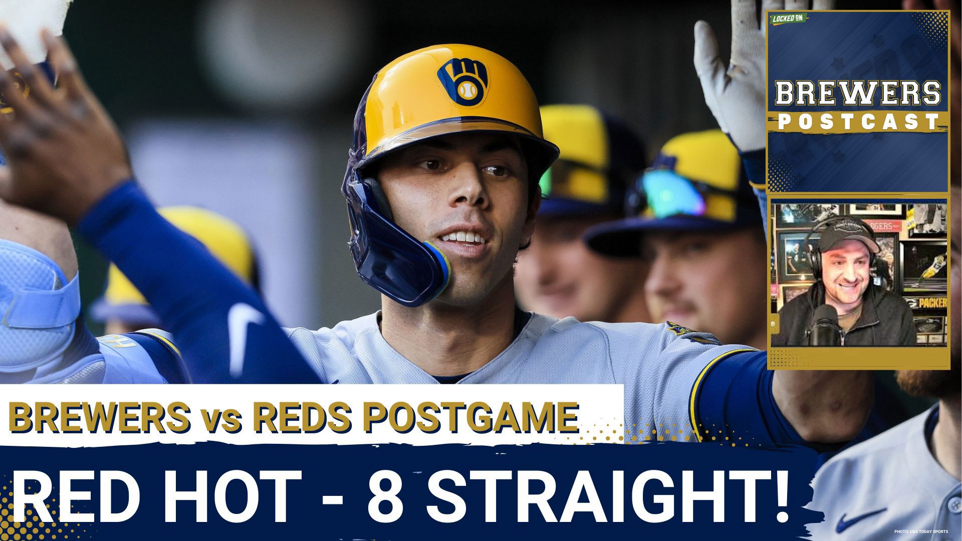 The Milwaukee Brewers won their 8th-straight game on Monday night over the Reds in Cincinnati, 3 to 2.
