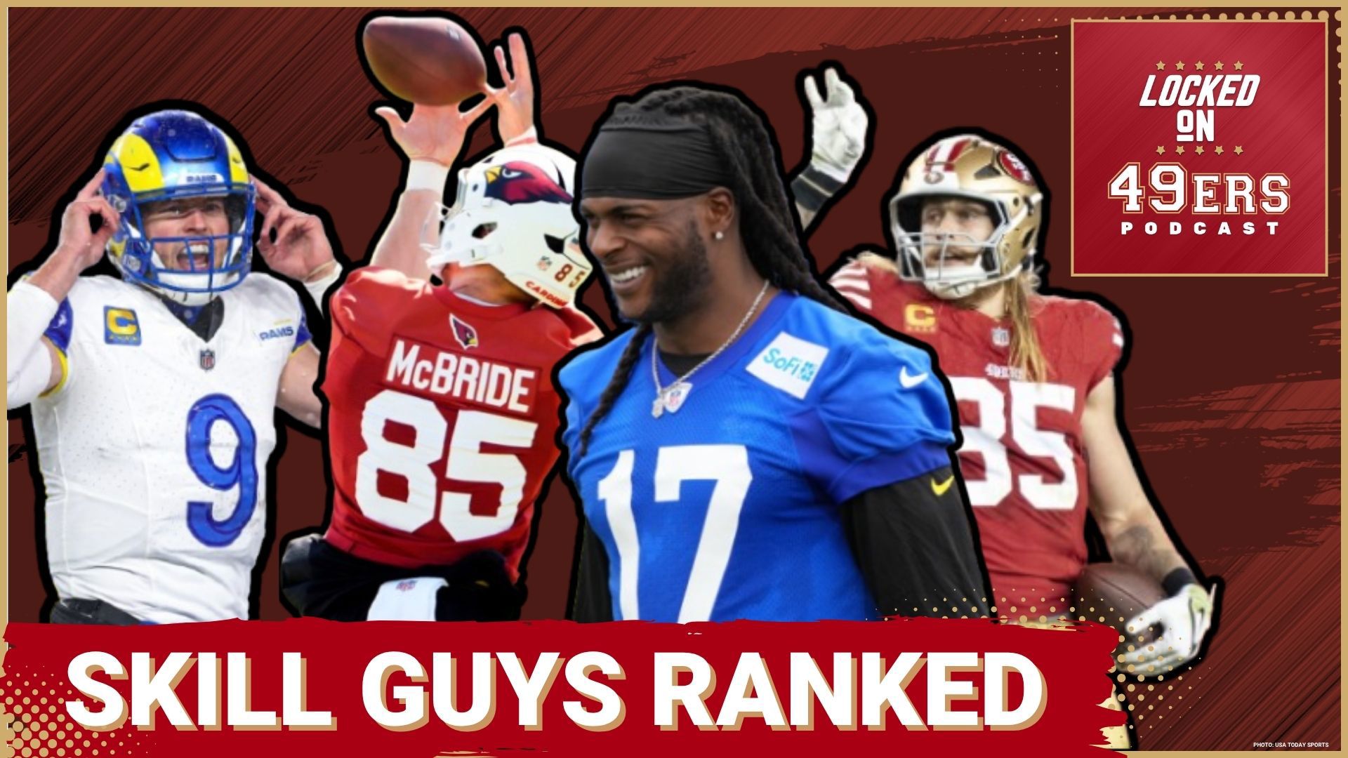 NFC West offensive position gruops ranked. How do Brock Purdy, Christian McCaffrey, George Kittle, Brandon Aiyuk, Ricky Pearsall, Jauan Jennings vs division in 2025