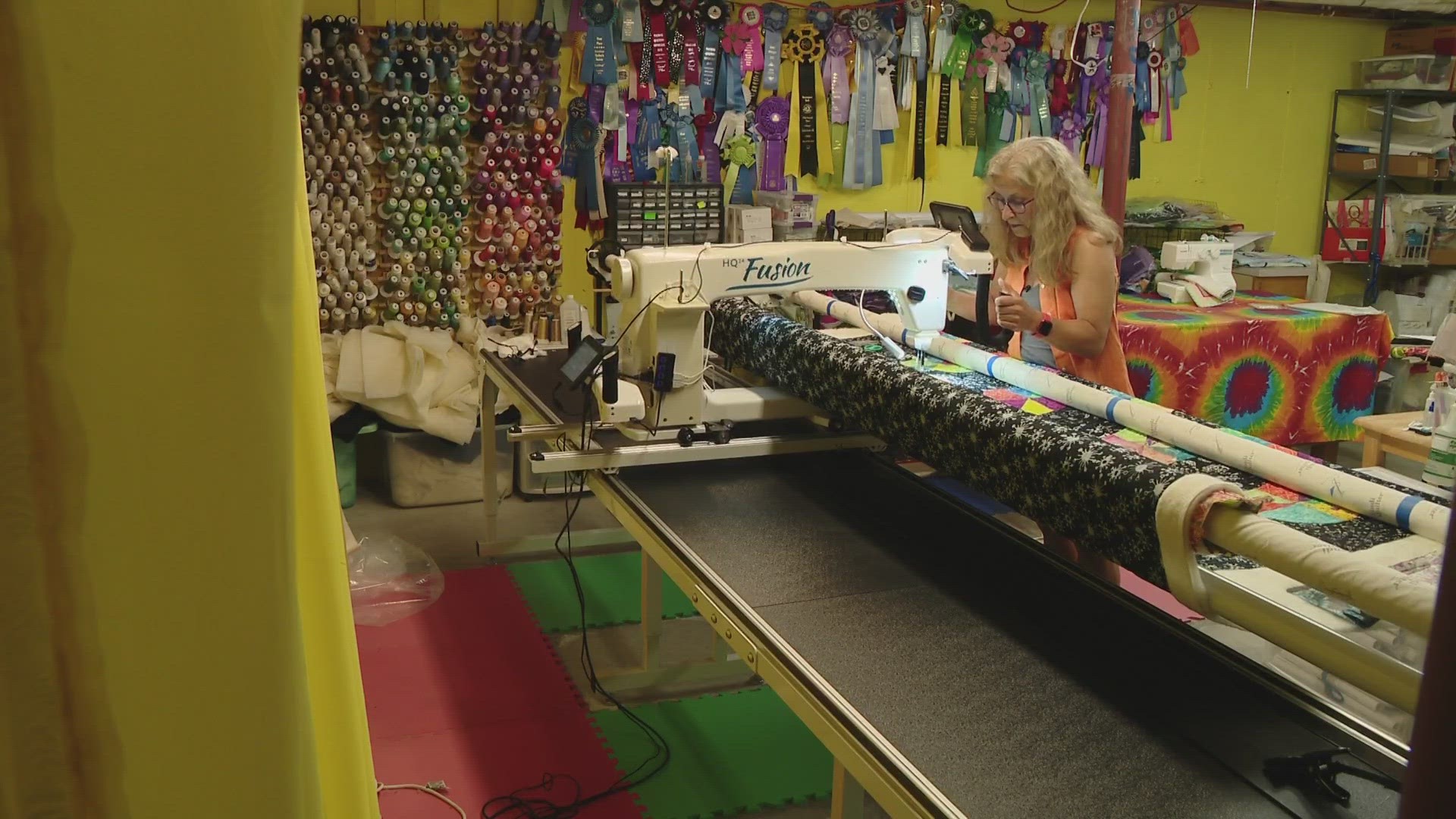The quilt, called "Sweet Madame Blue," took Gorham resident Margaret Solomon Gunn more than two years to complete.