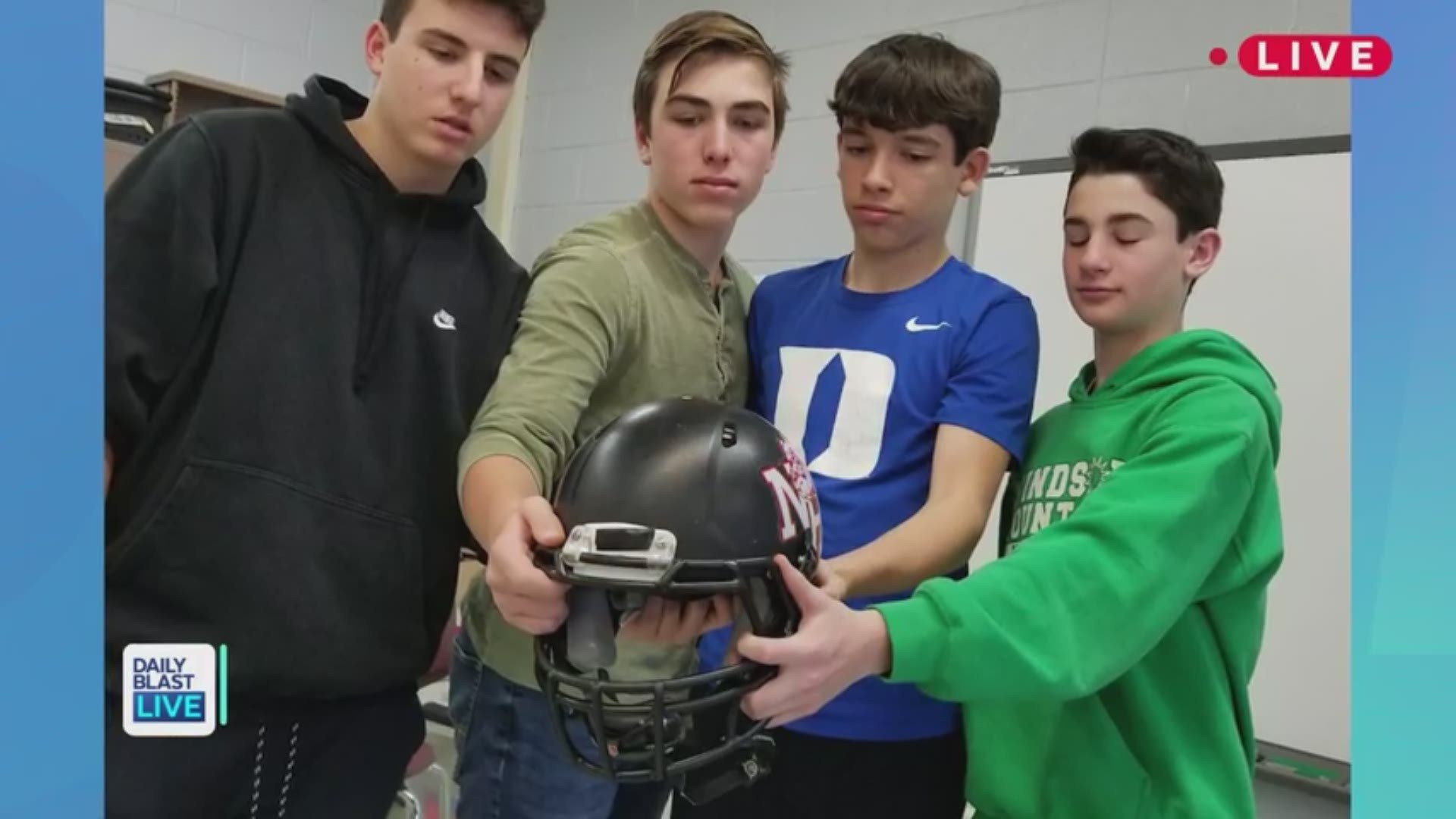 Students come up with device to allow football helmets to detect concussions.