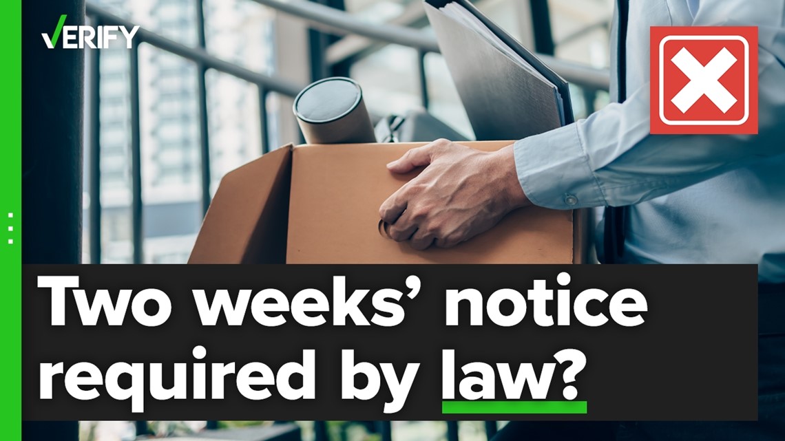 Fact-checking if you are required by law to give two weeks’ notice when quitting a job