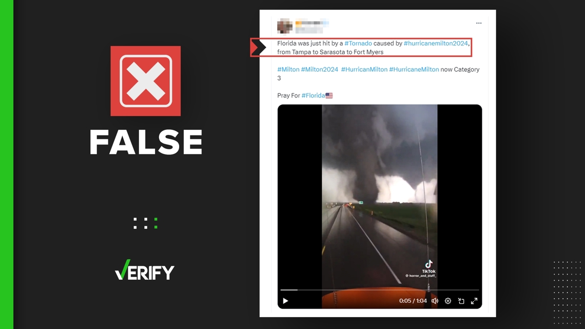 Twin tornado video wasn't taken in Florida during Milton | abc10.com