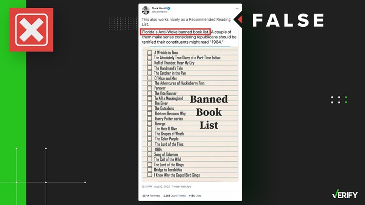 No, Florida doesn’t have a statewide banned book list, like viral meme claims