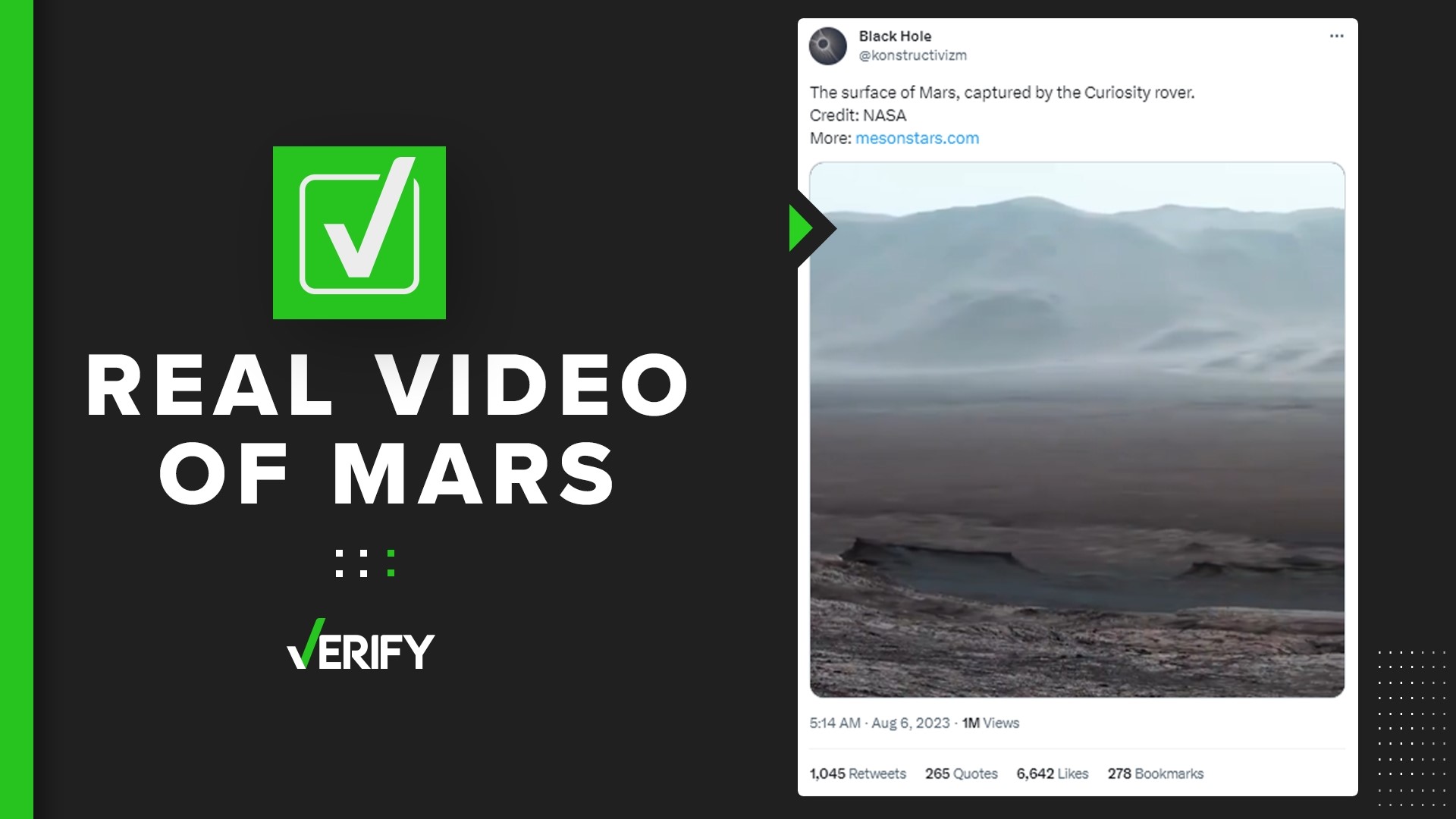 A viewer asked us whether a viral video actually shows scenes from Mars. We can VERIFY that NASA originally shared the footage in 2018.