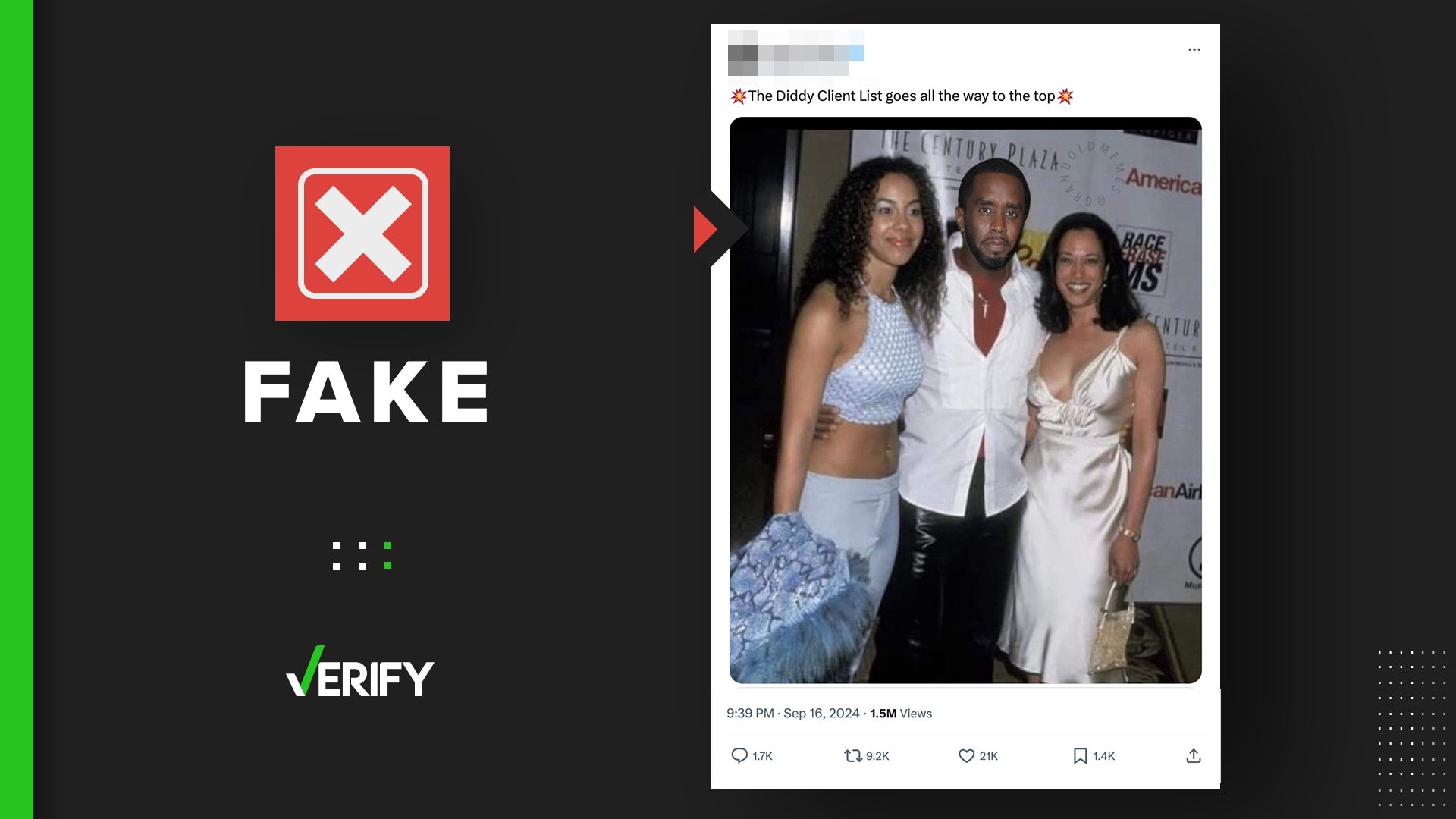 Image of Kamala Harris standing with P Diddy is fake