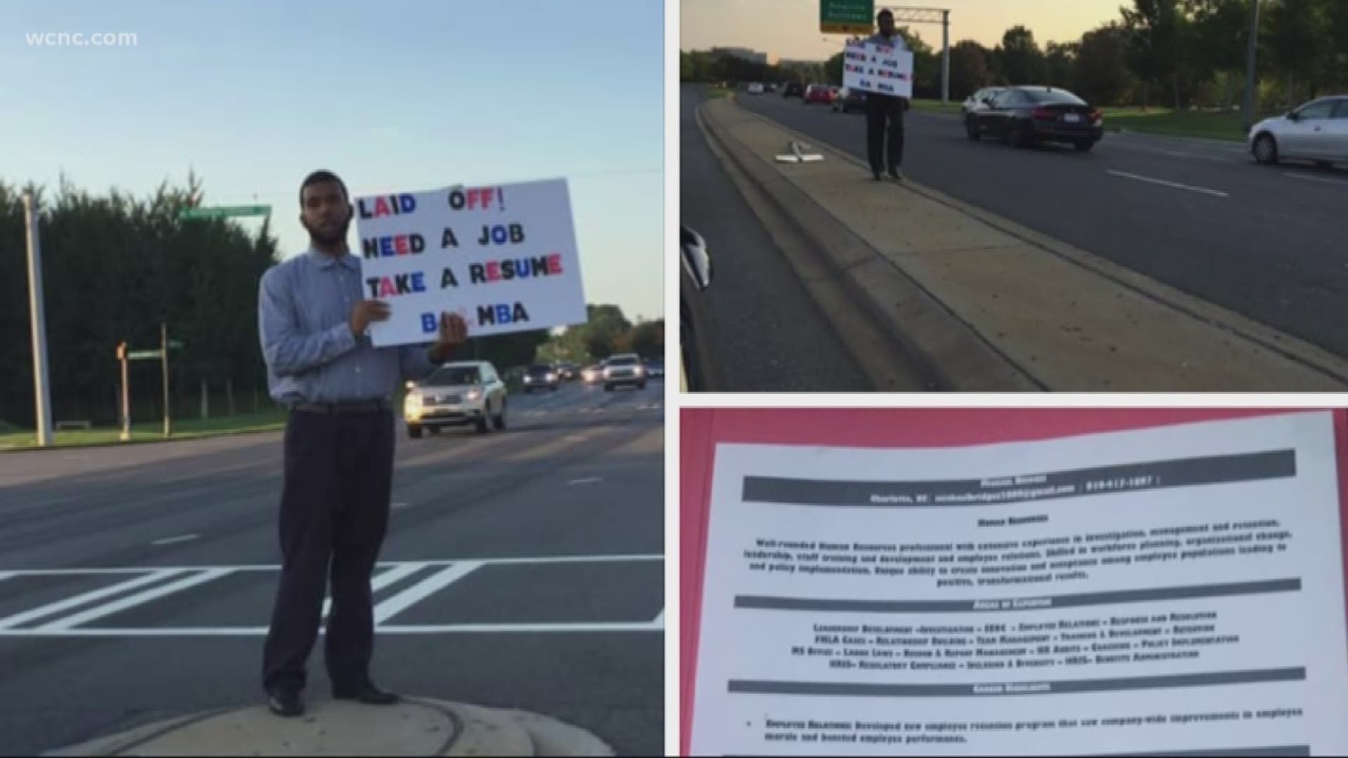 At first glance, you might not Michael Bridges a second look -- just another person standing on a Charlotte street corner holding a sign.
