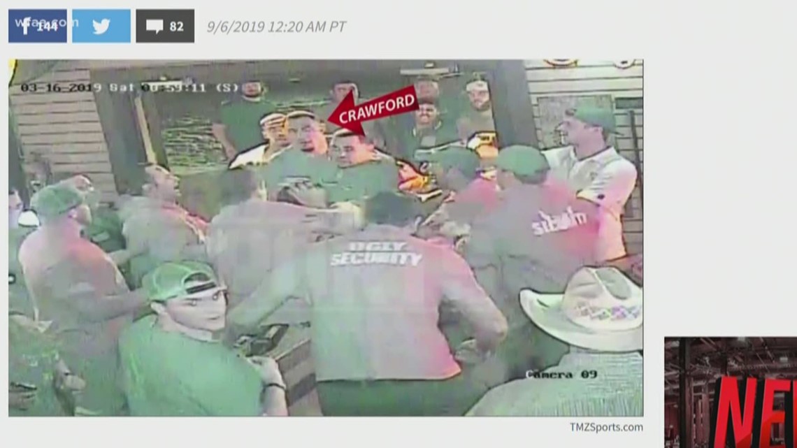 Newly obtained video shows a Dallas Cowboys player in the middle of a violent bar brawl. TMZ released video Friday that shows defensive end Tyrone Crawford stumbling, shoving and swinging.