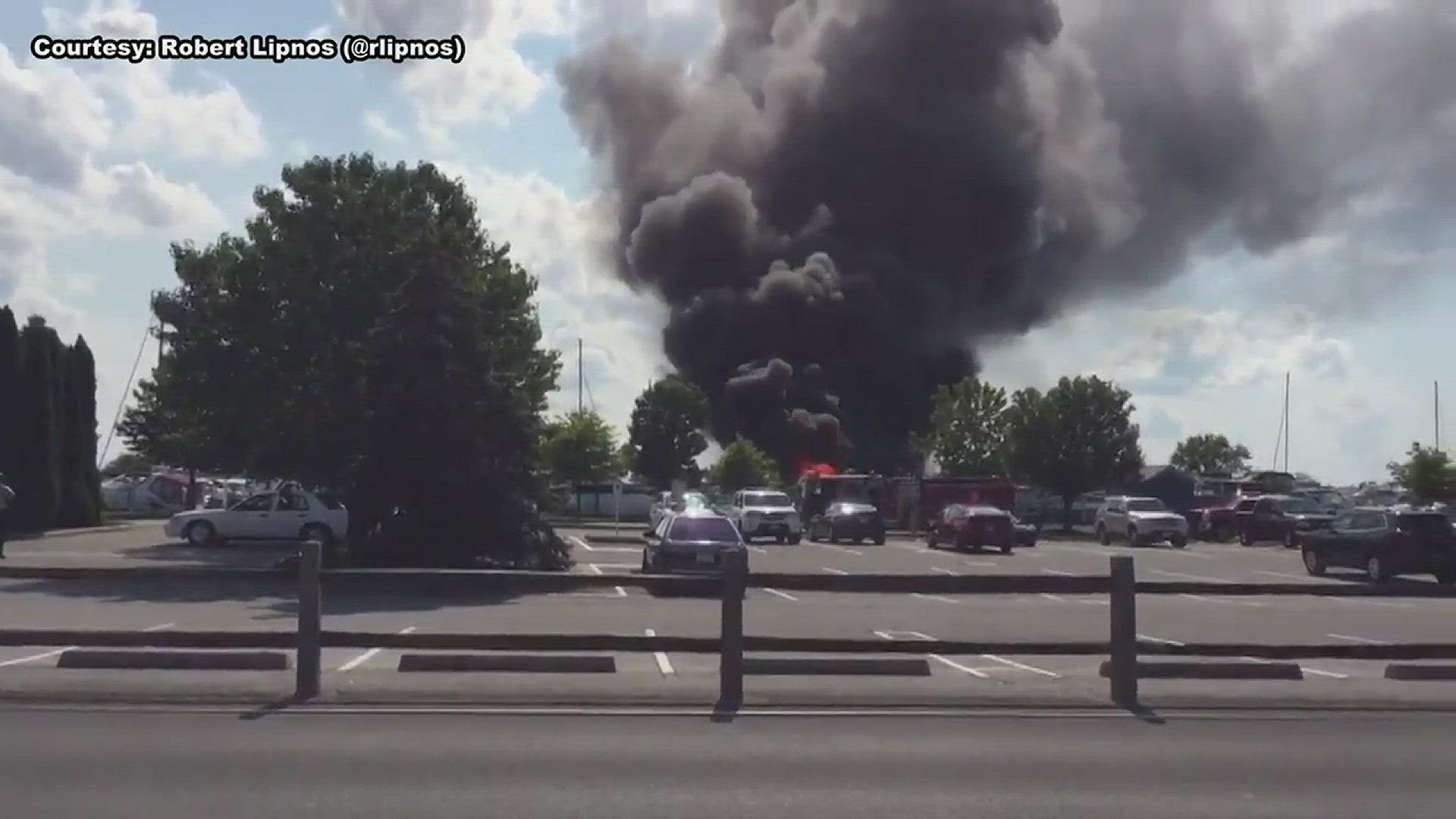 Fire at marina outside Cedar Point, courtesy Robert Lipnos.