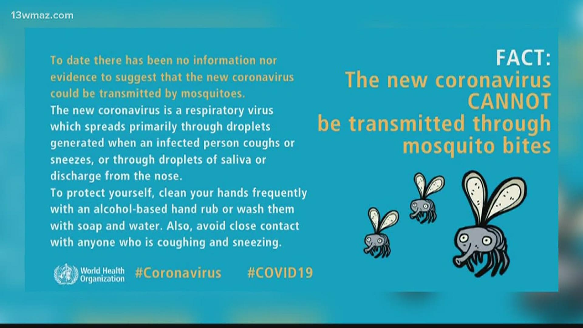 With more people going outdoors, some are wondering if you catch COVID-19 from a mosquito bite.