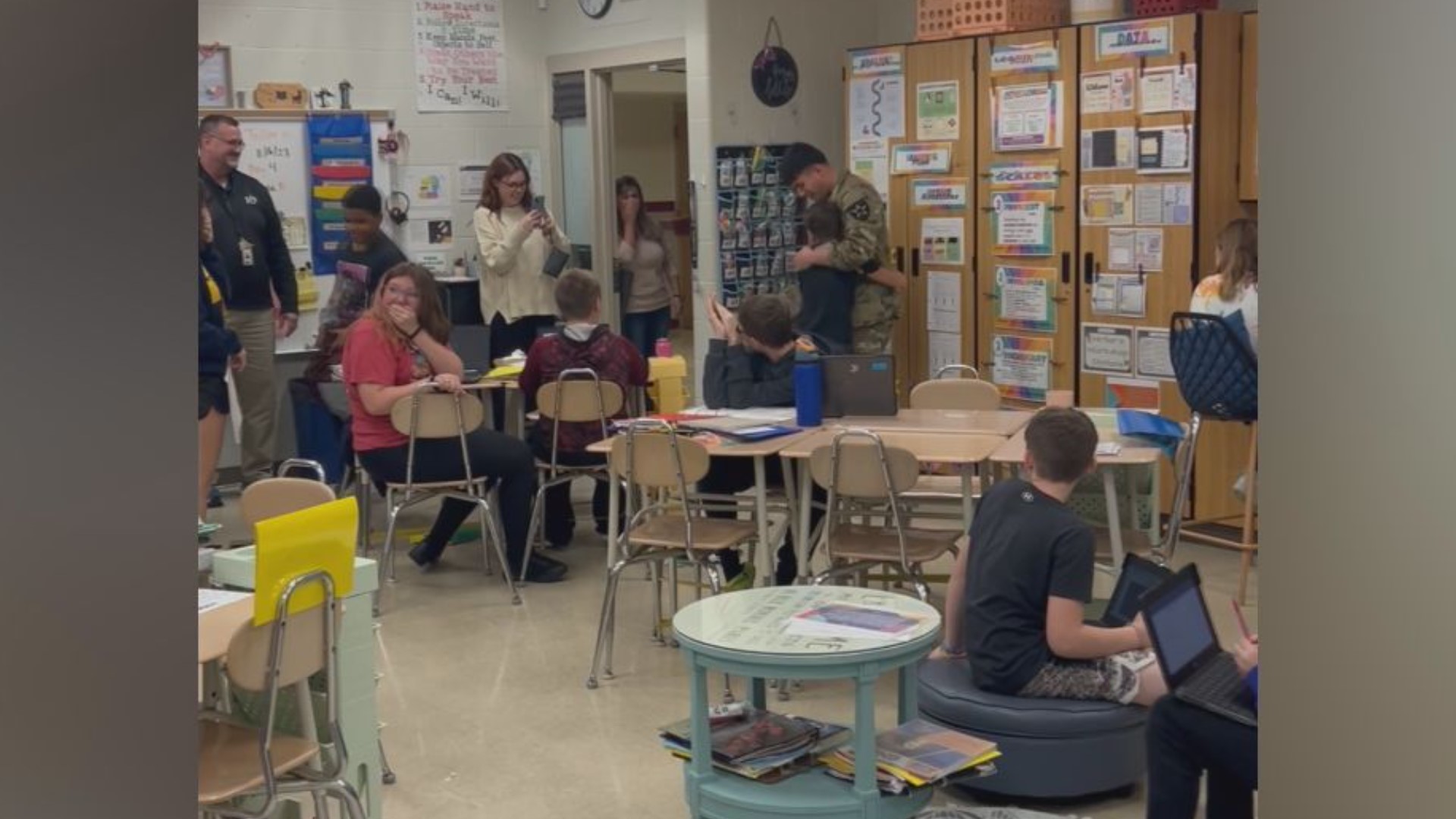 A sixth grader at Eastern York Middle School got the surprise of a lifetime when his older brother, who had been deployed for over a year, walked into his classroom.