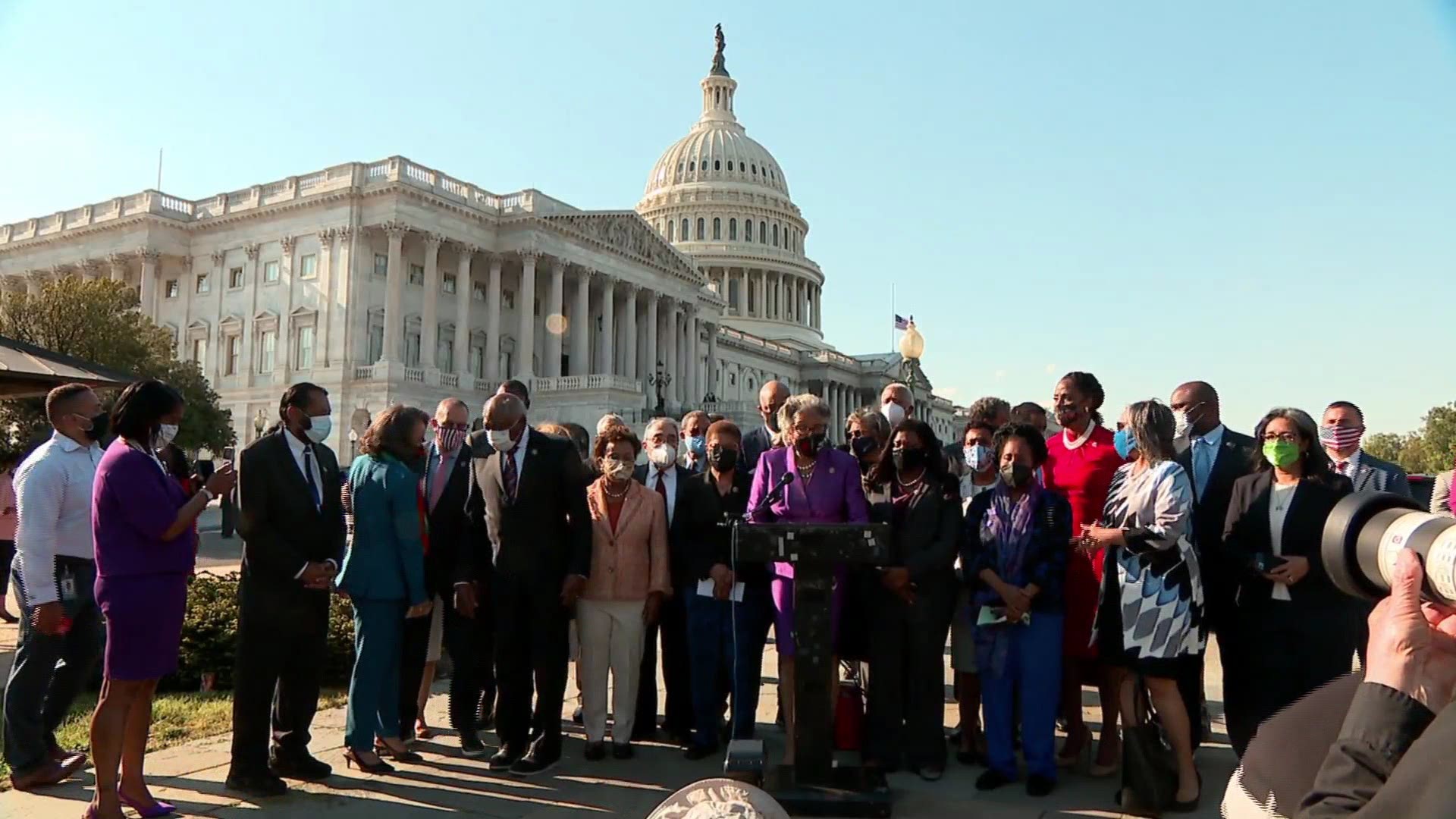 Members of the Congressional Black Caucus delivered a statement after former officer Derek Chauvin was found guilty on all charges on Tuesday