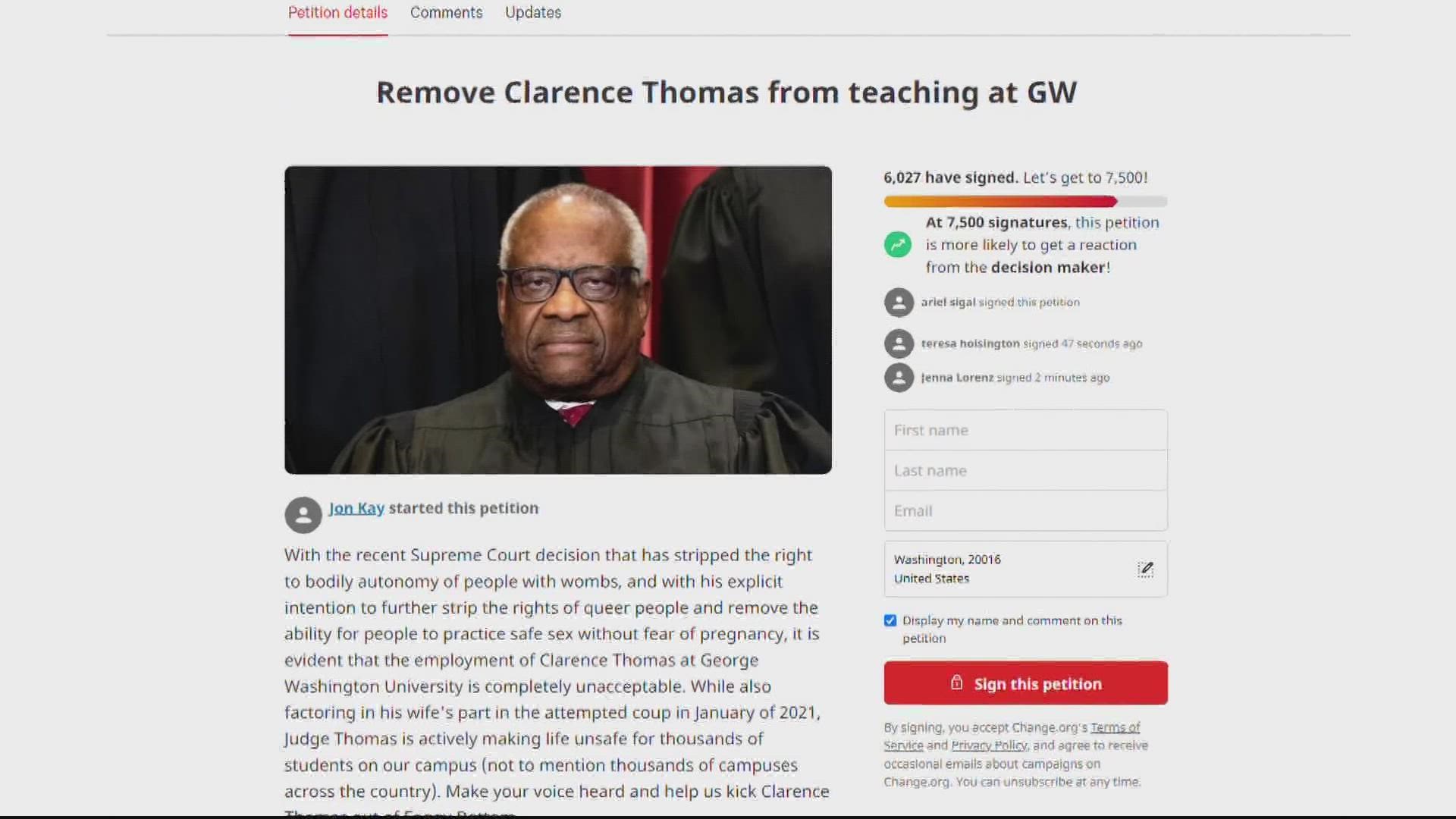 Justice Clarence Thomas won't teach class at DC law school | abc10.com